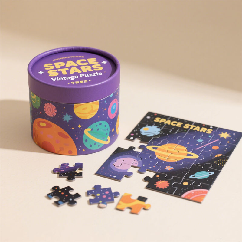 Утилизация материала Kraft Cardboard Cround Canister Puzzles Puckaging Tube