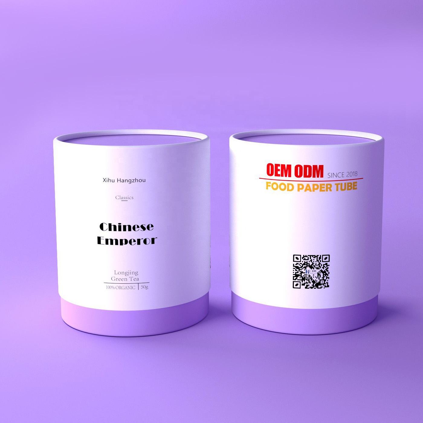 Круглая коробка для кофейных зерен, экологически чистая пищевая трубка для чая, бумажная упаковка, индивидуальный дизайн, зеленая роскошная упаковка, контейнер для чая