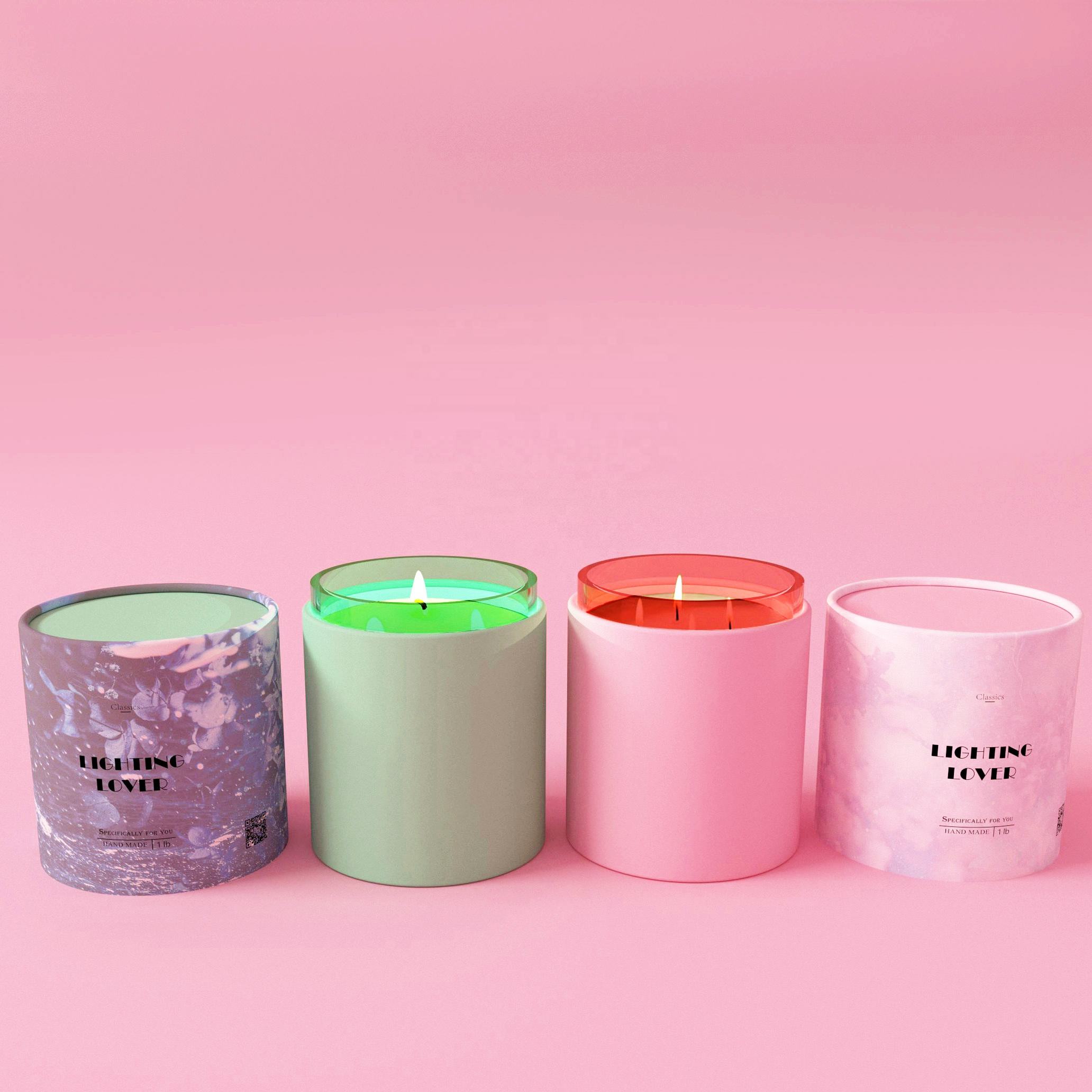 Пустая упаковочная трубка из крафт-бумаги на заказ, ручная работа, соевая восковая свеча, стеклянная банка, цилиндр, роскошная бумажная круглая коробка для трубок