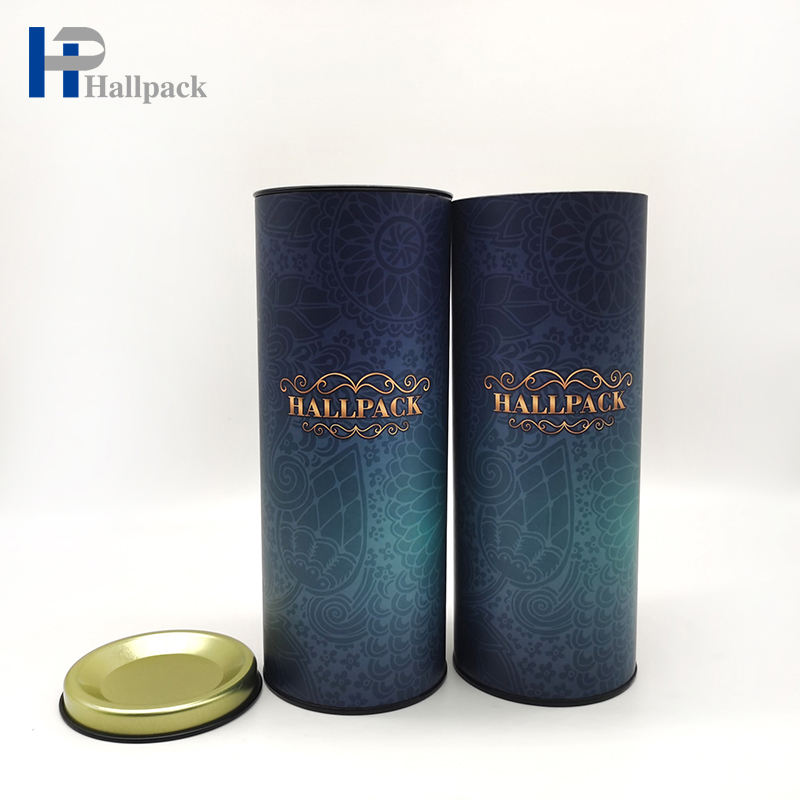 Hallpack пищевой картонный цилиндрический контейнер с металлической крышкой, круглая упаковка для трубок