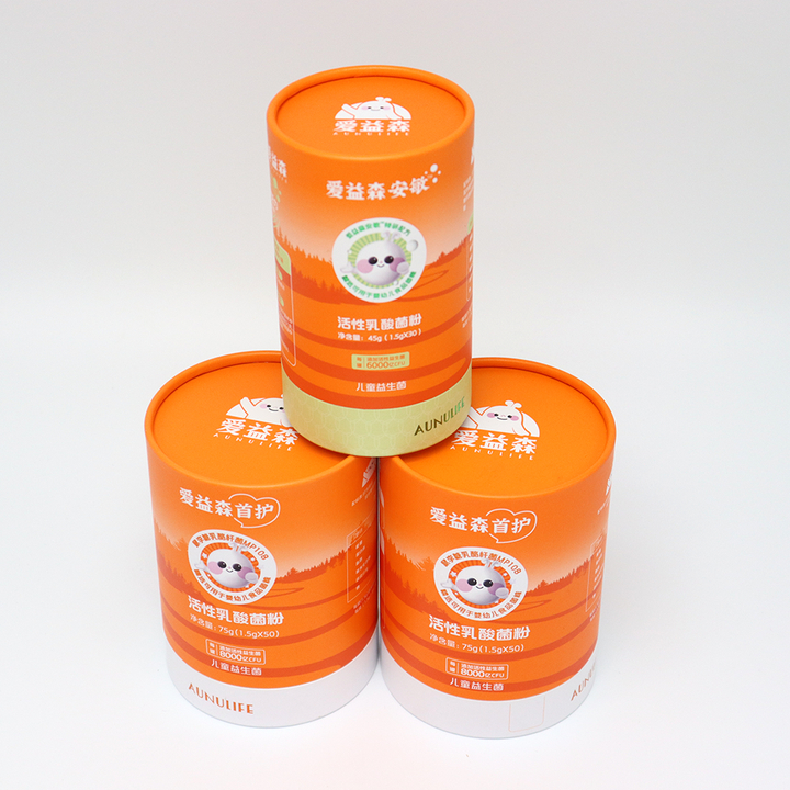 Индивидуальный дизайн, экологически чистая пищевая картонная цилиндрическая коробка, бумажная упаковка для пробиотиков для тортов, конфет