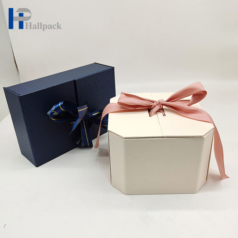 Экологичная подарочная коробка высокого качества с розовой лентой Подарочная коробка