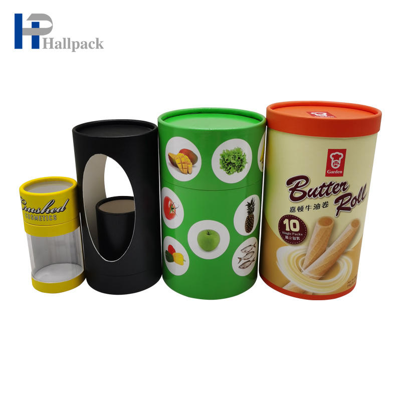 Эко дружелюбная изготовленная на заказ картонная коробка цилиндра качества еды с упаковкой бумажной трубки окна ПВК для гаек шоколада печенья напитка