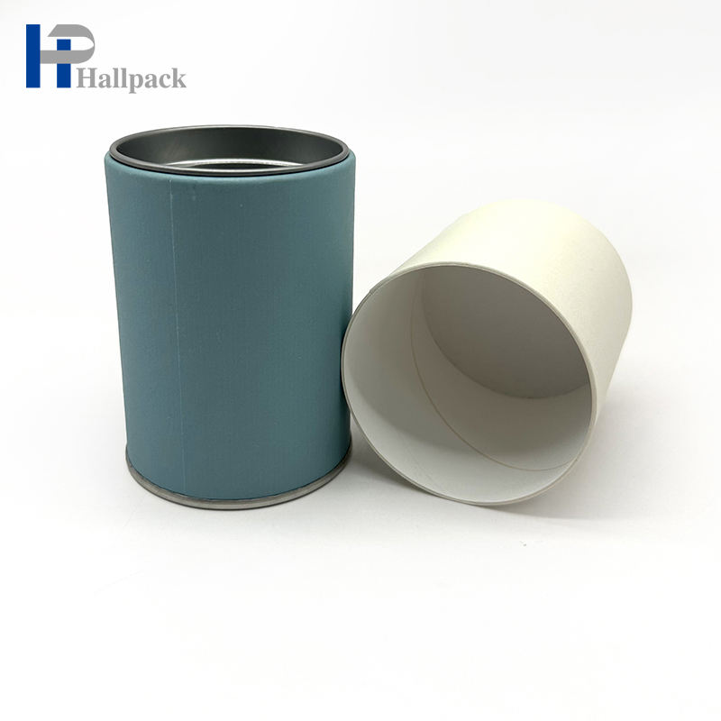 Переработанные изготовленные на заказ бумажные трубки с железным дном для упаковки чая со встроенной железной крышкой