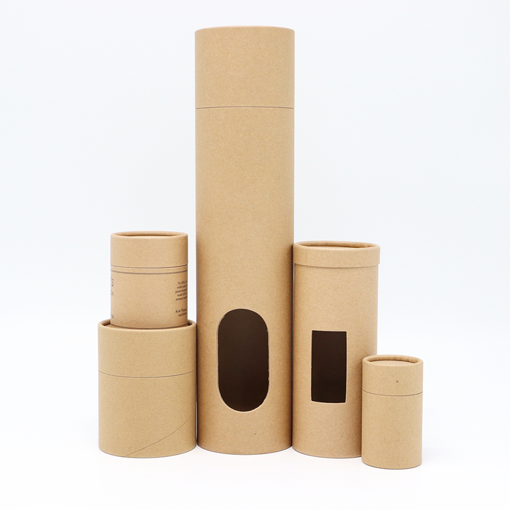 Картонные трубки цилиндра из крафт-бумаги изготовленного на заказ размера, круглая бумажная упаковка, с окном из ПВХ