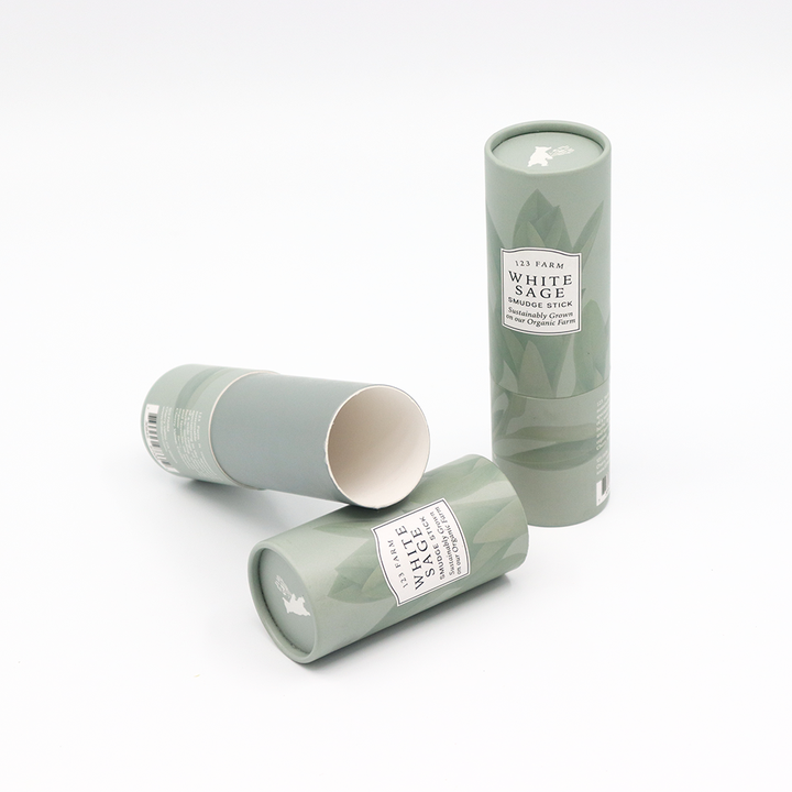 Экологичная изготовленная на заказ косметическая упаковка, картонная цилиндрическая коробка, бумажная упаковка для трубок для ароматических растений, шалфейная ручка
