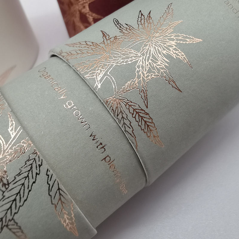 Экологичная перерабатываемая коробка для трубок из крафт-бумаги для свечей с золотой печатью, круглая коробка для чая