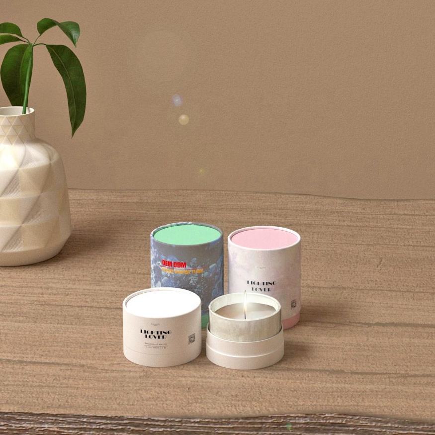 Пустая упаковочная трубка из крафт-бумаги на заказ, ручная работа, соевая восковая свеча, стеклянная банка, цилиндр, роскошная бумажная круглая коробка для трубок