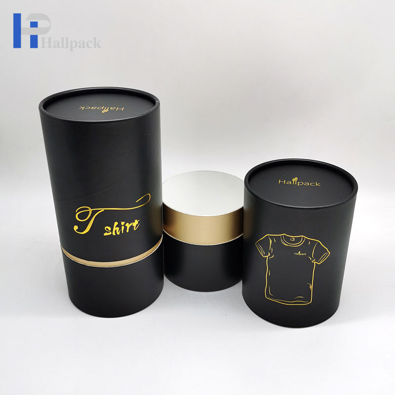 Биоразлагаемая черная упаковка бумажной трубки цилиндра Крафт круглой для одежды футболки