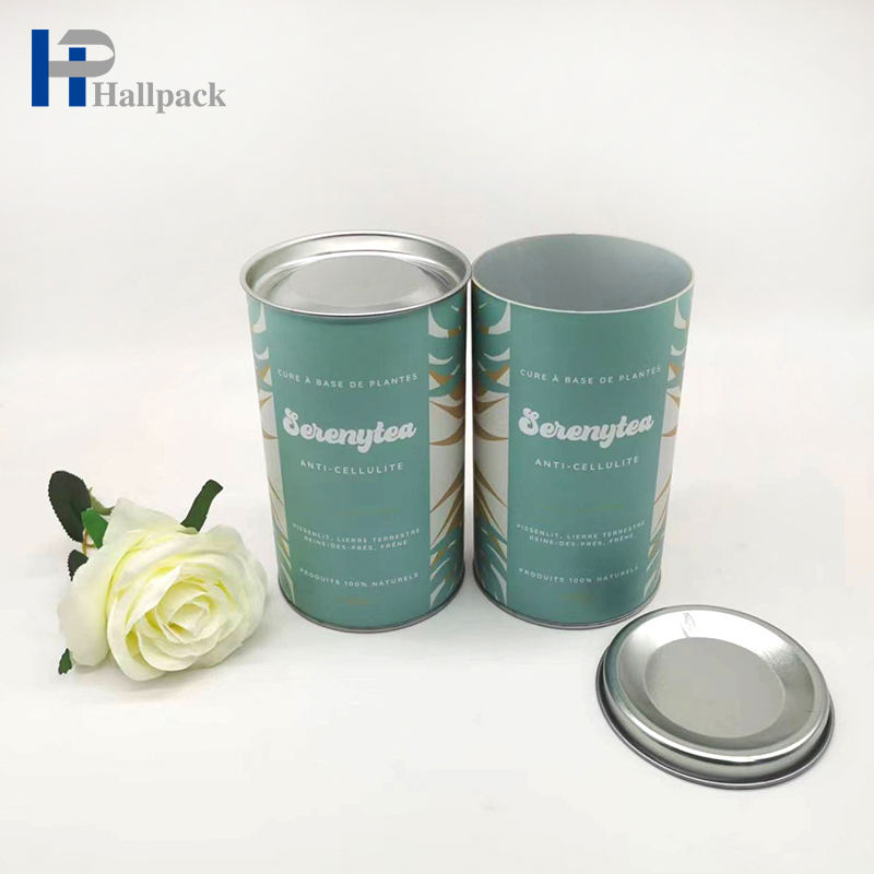 Круглая бумажная трубка для чая, упаковывающая консервную банку еды, бумажная трубка с металлической крышкой