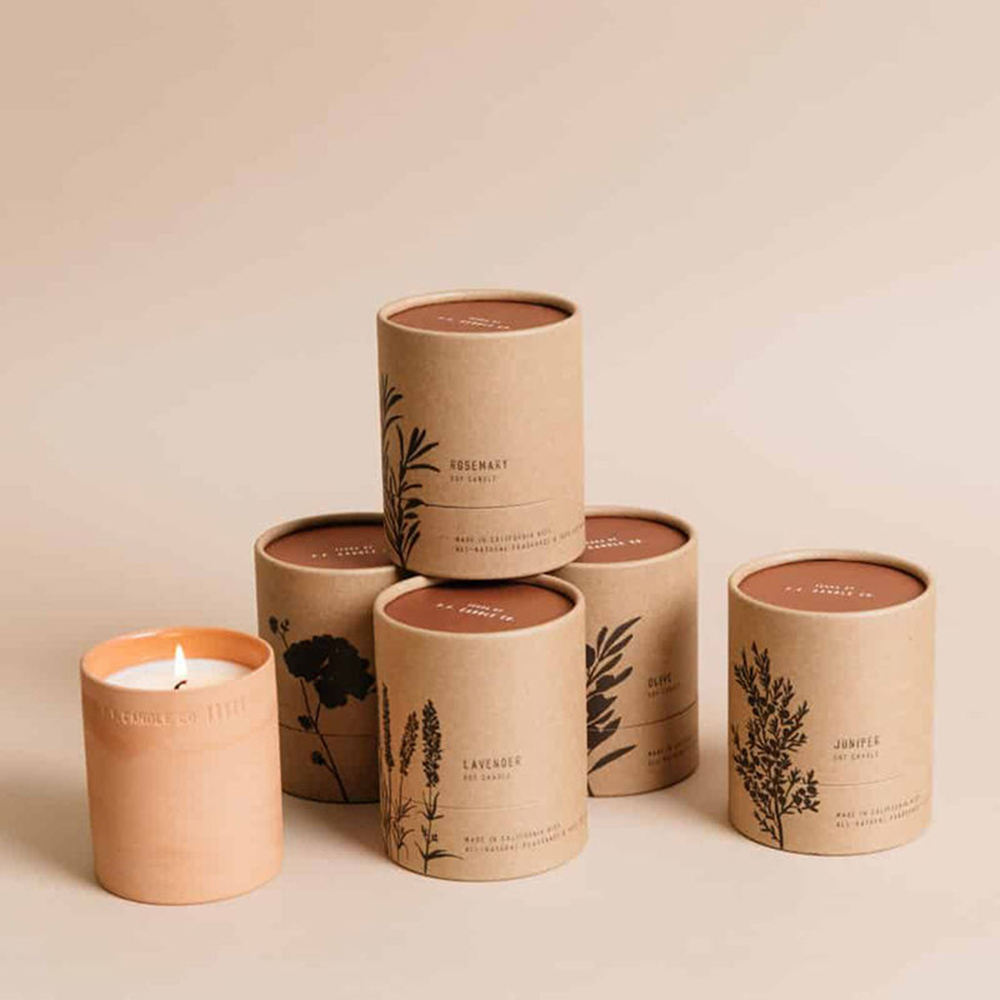 Экологичная изготовленная на заказ картонная цилиндрическая коробка подарка и ремесла упаковала бумажную упаковку трубки для свечи