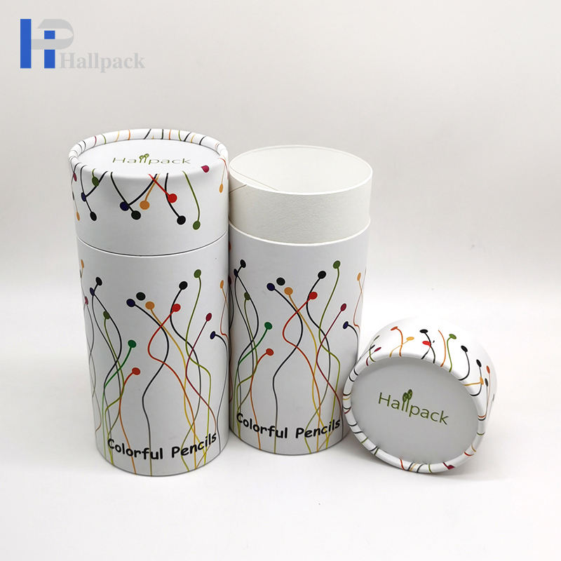 Биоразлагаемая креативная круглая коробка с принтом на заказ для упаковки в тюбики из крафт-бумаги для карандашей