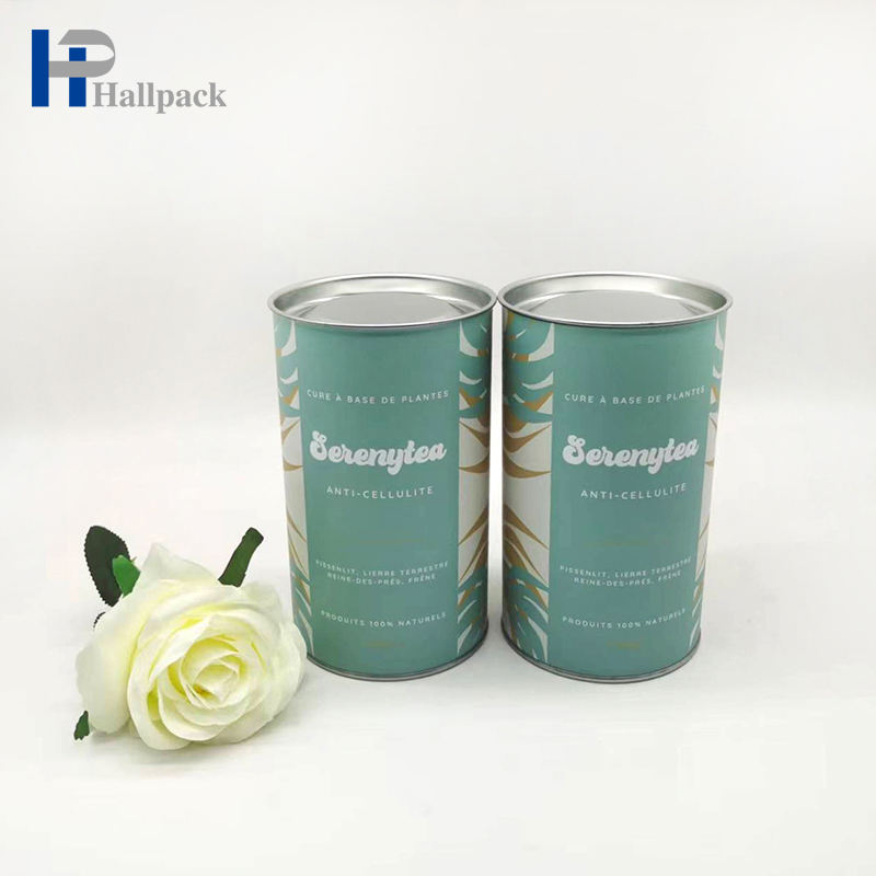 Круглая бумажная трубка для чая, упаковывающая консервную банку еды, бумажная трубка с металлической крышкой