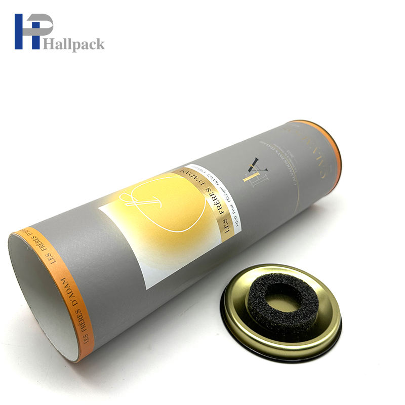 Изготовленный на заказ логотип ремесла подарочная бутылка бокал для вина бумажная трубка с металлической крышкой