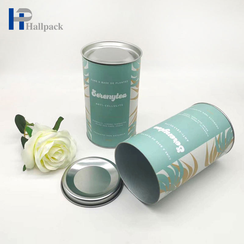 Круглая бумажная трубка для чая, упаковывающая консервную банку еды, бумажная трубка с металлической крышкой