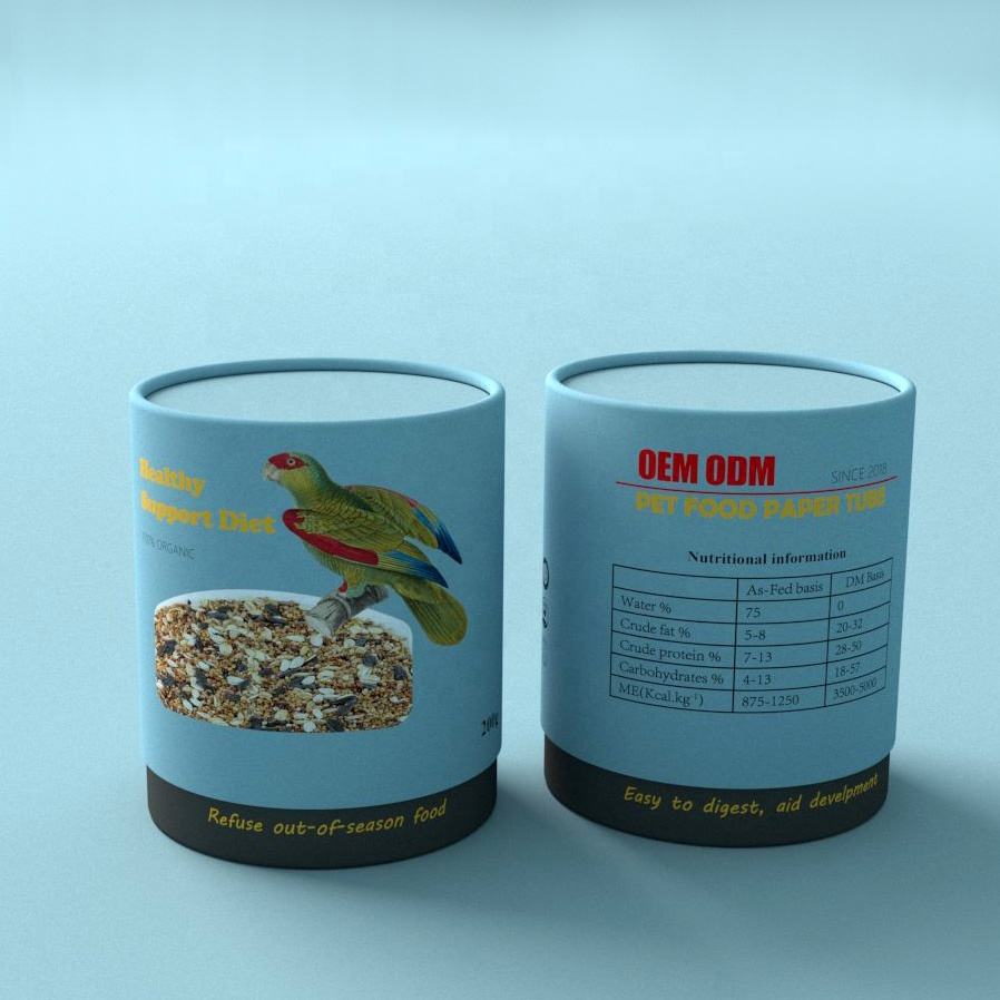 Изготовленная на заказ высокопроизводительная упаковочная бумажная трубка с плоской кромкой и цилиндрической формой, бумажная упаковка для корма для домашних животных