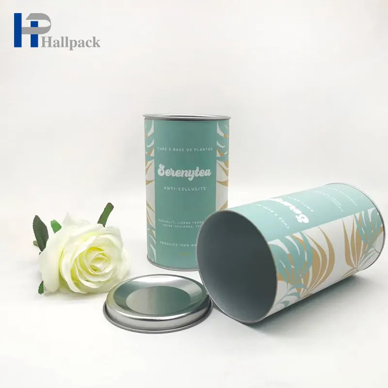 Высококачественная пищевая бумажная туба Упаковка для чая в виде банки Биоразлагаемая туба Упаковка Изготовленная на заказ бумажная тубусная упаковка для пищевых продуктов