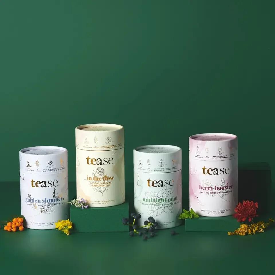 Биоразлагаемый пищевой чайный протеиновый порошок, кофейные зерна, бумажный цилиндр, упаковка, изготовленная на заказ упаковка из крафт-бумаги для чая