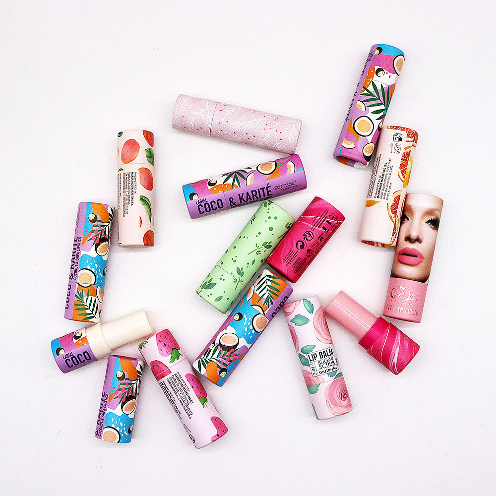 Экологичный индивидуальный круглый тюбик для бальзама для губ, модная цилиндрическая упаковка для косметики, витой бумажный тюбик для лосьона