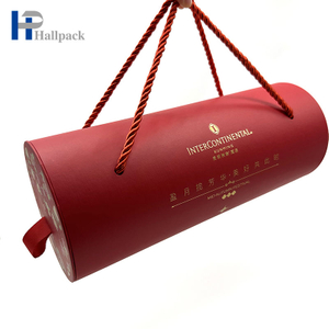 Изготовленные на заказ креативные перерабатываемые подарочные коробки для трубок с лунным тортом, круглые коробки из крафт-бумаги с веревочной ручкой