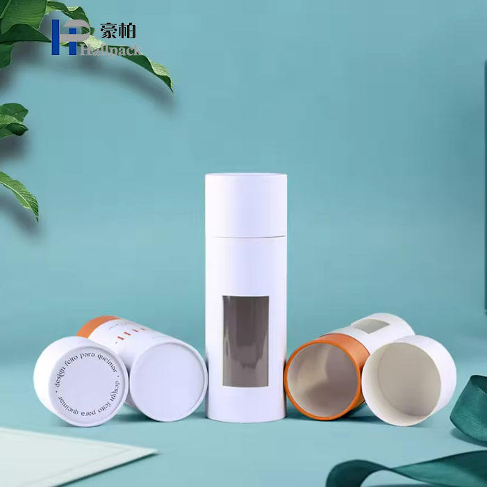 Изготовленная на заказ круглая пустая бумажная трубка, упаковочная свеча, биоразлагаемая крафт-ткань, свеча, окно цилиндра, коробка