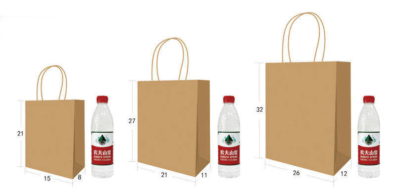 Пользовательский логотип с коричневой крафт-бумагой для покупок, доставка еды, бумажный пакет на вынос, подарочная сумка с ручкой