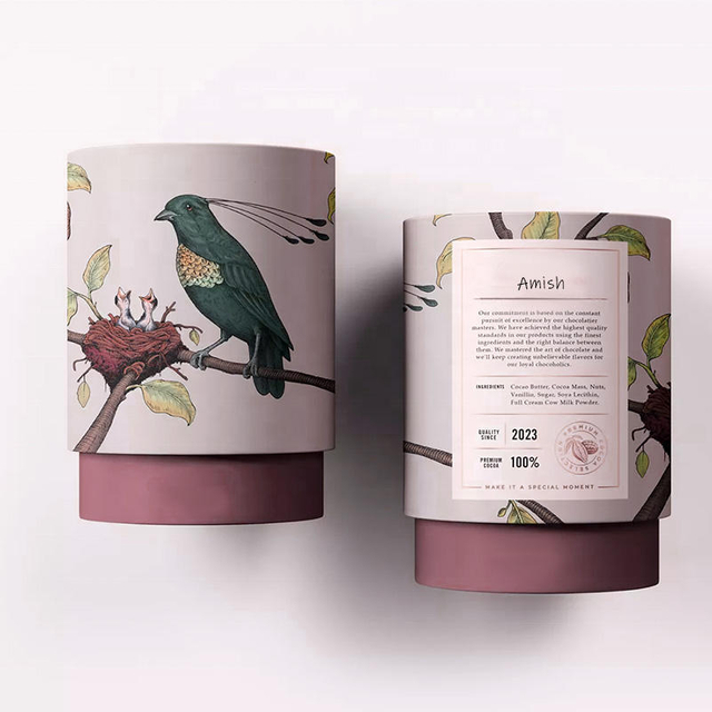 Упаковка из крафт-бумаги, подлежащая вторичной переработке, круглая коробка для трубок для корма для домашних животных, сердечник из бумаги с золотым принтом