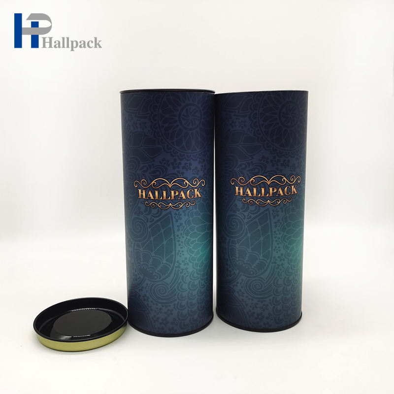 Hallpack пищевой картонный цилиндрический контейнер с металлической крышкой, круглая упаковка для трубок