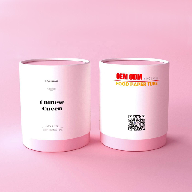 Круглая коробка для кофейных зерен, экологически чистая пищевая трубка для чая, бумажная упаковка, индивидуальный дизайн, зеленая роскошная упаковка, контейнер для чая