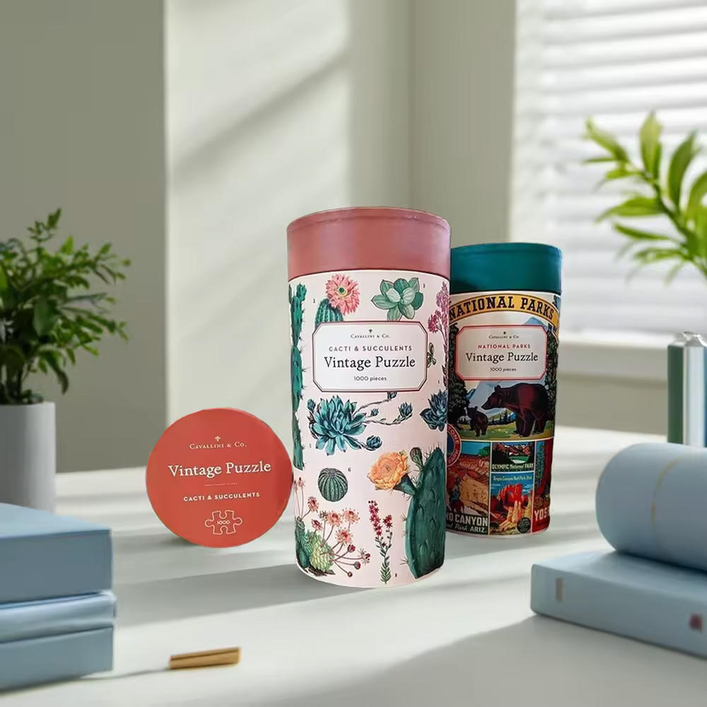 Индивидуальная печать, круглая коробка для трубок, упаковка из крафт-бумаги для свечей, модная головоломка, картонная упаковка для трубок