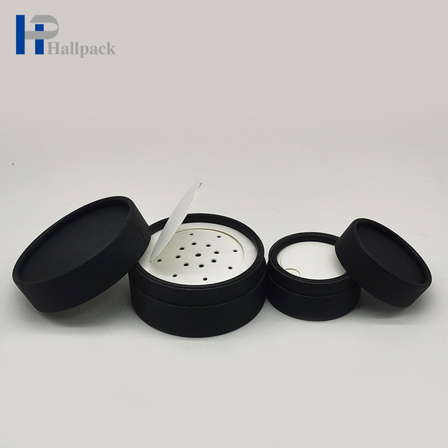 Бумажный тюбик нового дизайна по индивидуальному заказу с ситечком, компактный футляр для порошка, черный крафт-тюбик для шампуня