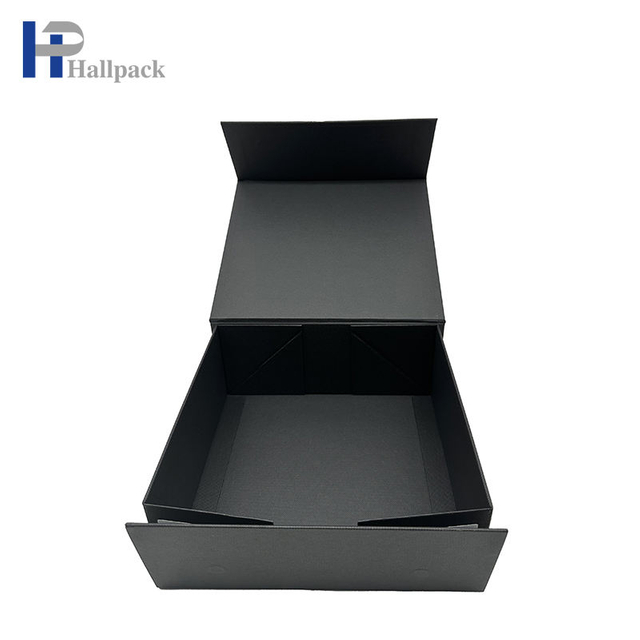 Оптовая печать логотипа, упаковочная бумажная коробка, черная складная картонная бумажная коробка