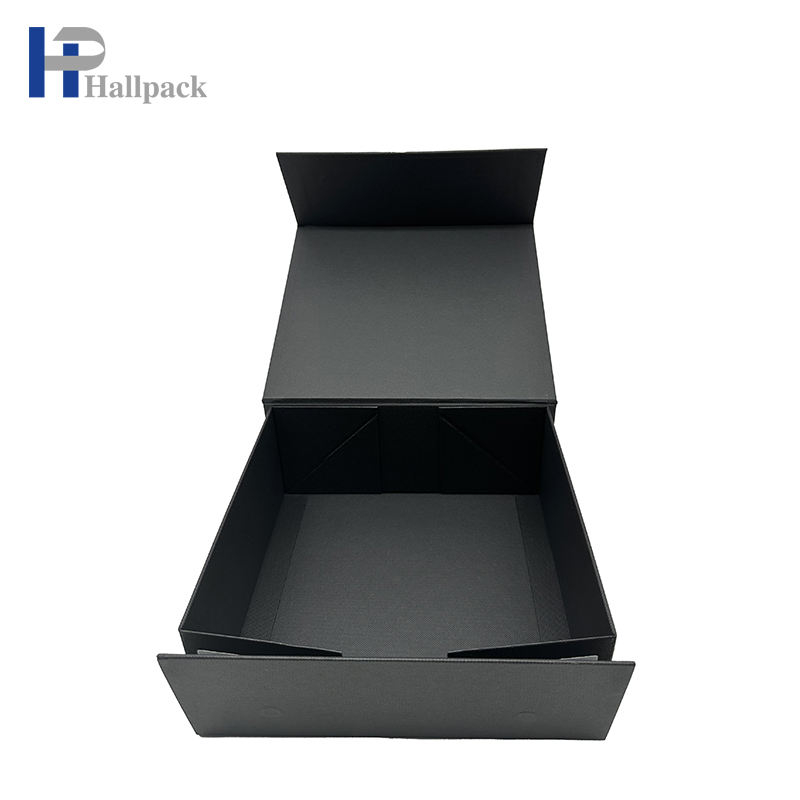 Оптовая печать логотипа, упаковочная бумажная коробка, черная складная картонная бумажная коробка