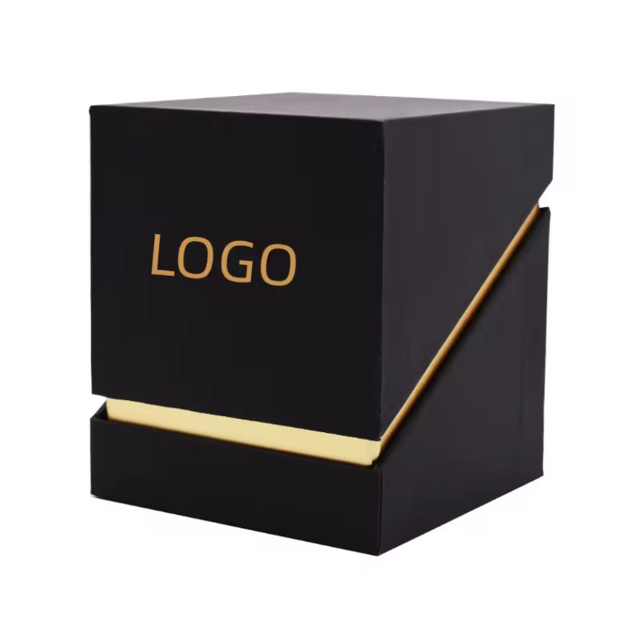 Роскошная маленькая свадебная подарочная бумажная коробка для конфет, блестящая жесткая коробка с матовой ламинацией из золотой фольги