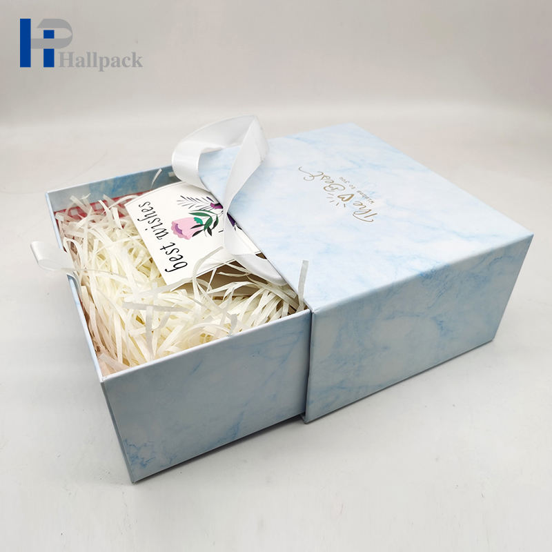 Подгонянная бумажная коробка ящика ящика роскошной бумажной упаковки подарочная коробка голубая