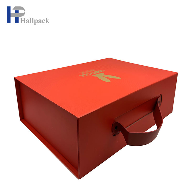 Роскошная изготовленная на заказ магнитная складная бумажная коробка большого размера с кожаной веревочкой руки