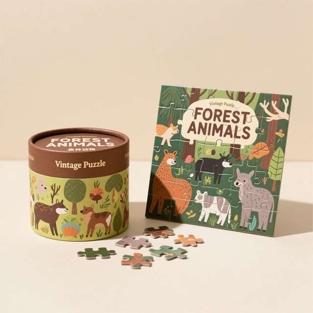 Утилизация материала Kraft Cardboard Cround Canister Puzzles Puckaging Tube