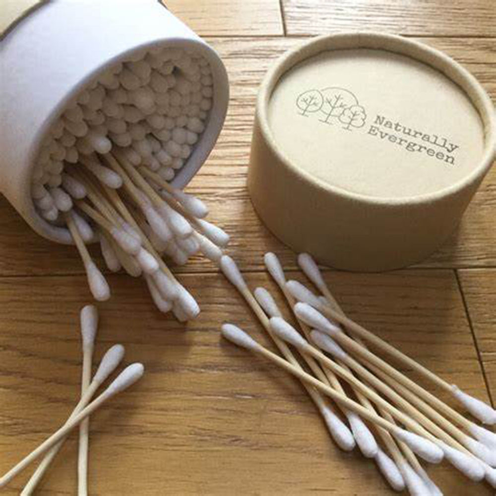 Биоразлагаемая изготовленная на заказ косметическая картонная упаковка с круглой коробкой для бамбуковых ватных палочек