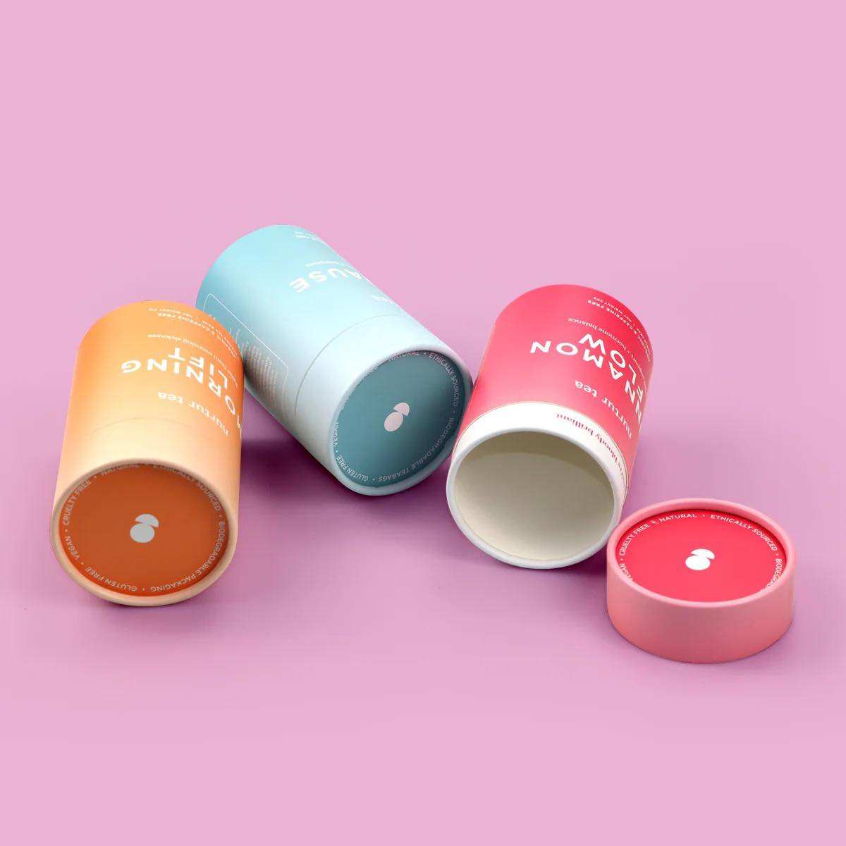 Горячая продажа с логотипом, пригодный для вторичной переработки, круглая крафт-бумага, картонная упаковка для чая, цилиндрическая коробка