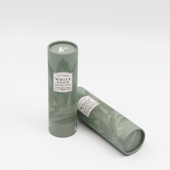 Экологичная изготовленная на заказ косметическая упаковка, картонная цилиндрическая коробка, бумажная упаковка для трубок для ароматических растений, шалфейная ручка