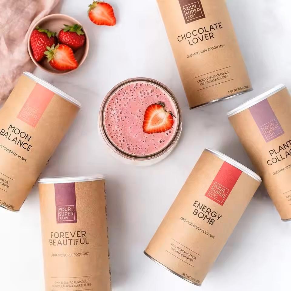 Биоразлагаемый экологически чистый контейнер для порошка, чай, кофе в зернах, овес, бумажный цилиндр, круглая трубка для упаковки пищевых продуктов