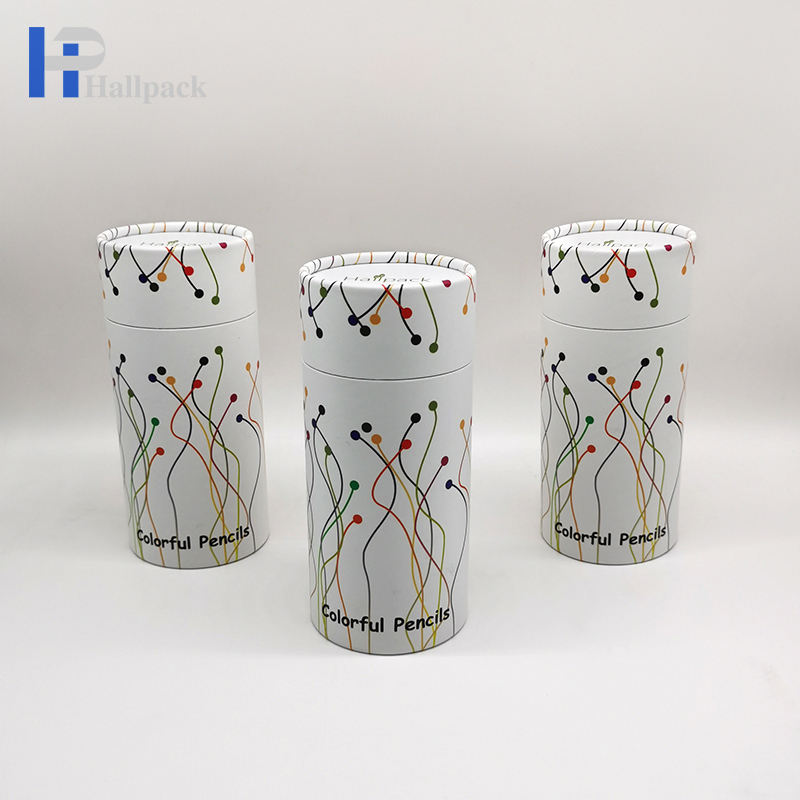 Биоразлагаемая креативная круглая коробка с принтом на заказ для упаковки в тюбики из крафт-бумаги для карандашей