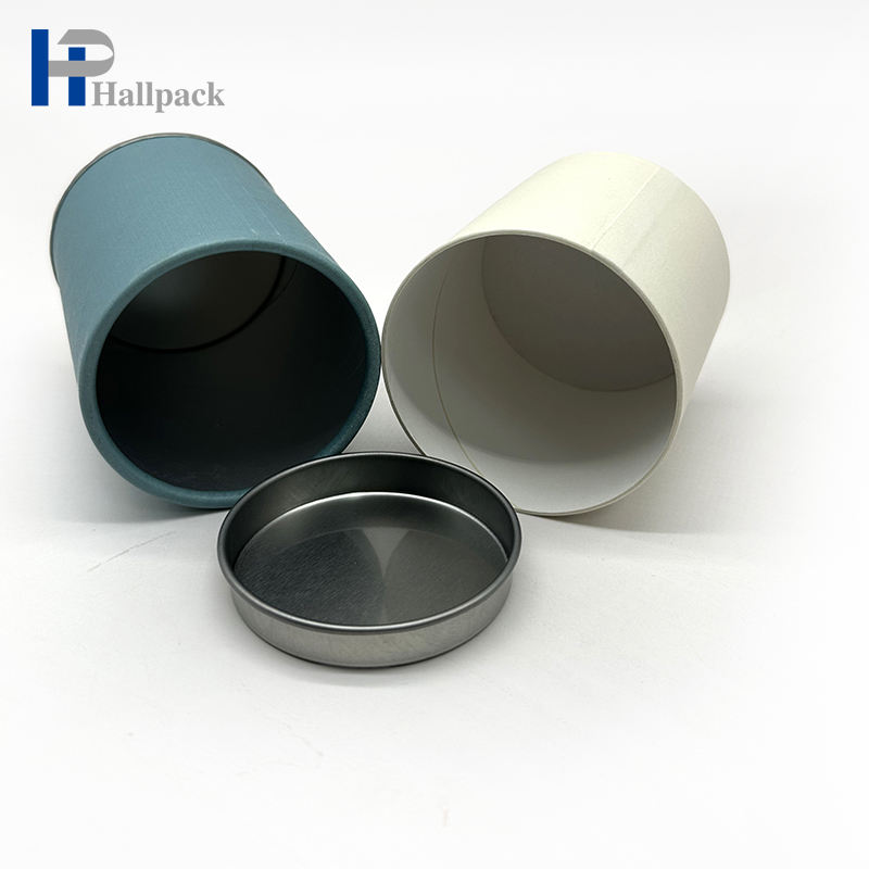 Переработанные изготовленные на заказ бумажные трубки с железным дном для упаковки чая со встроенной железной крышкой
