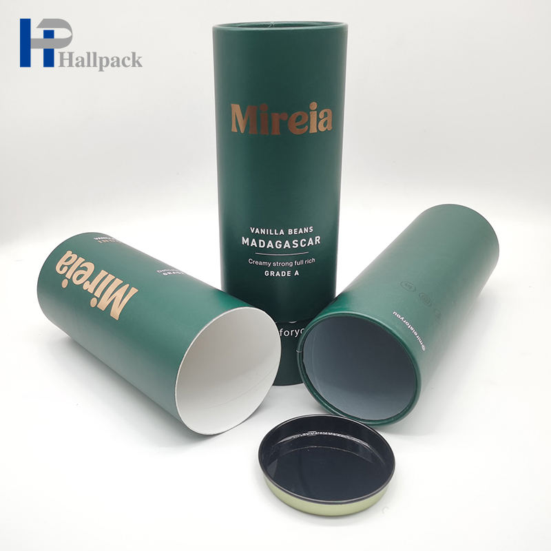 Зеленая круглая косметическая бумажная трубка, бутылочка с эфирным маслом, упаковочная бумажная трубка