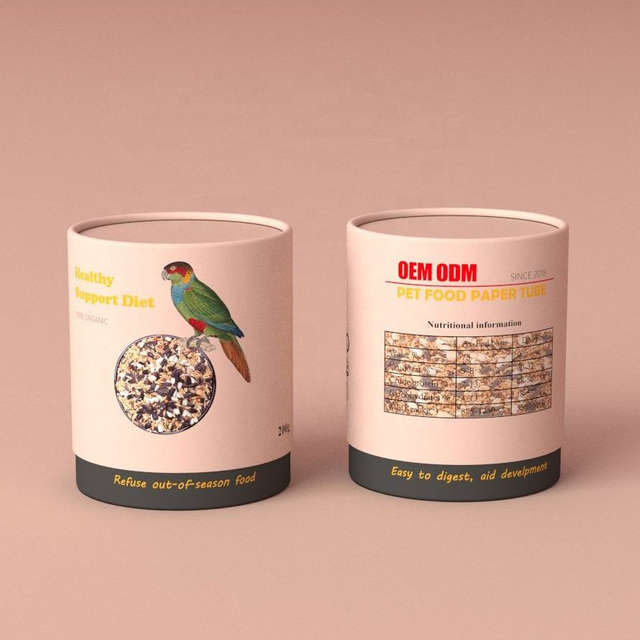 Изготовленная на заказ высокопроизводительная упаковочная бумажная трубка с плоской кромкой и цилиндрической формой, бумажная упаковка для корма для домашних животных