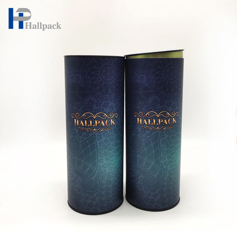 Hallpack пищевой картонный цилиндрический контейнер с металлической крышкой, круглая упаковка для трубок