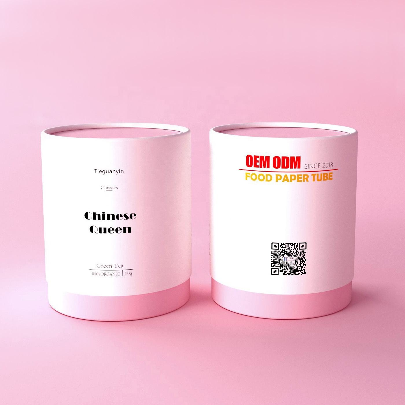 Биоразлагаемый цилиндр с индивидуальной печатью, пищевая бумага, картон, пакеты для чайных канистр премиум-класса, упаковка для рассыпного чая