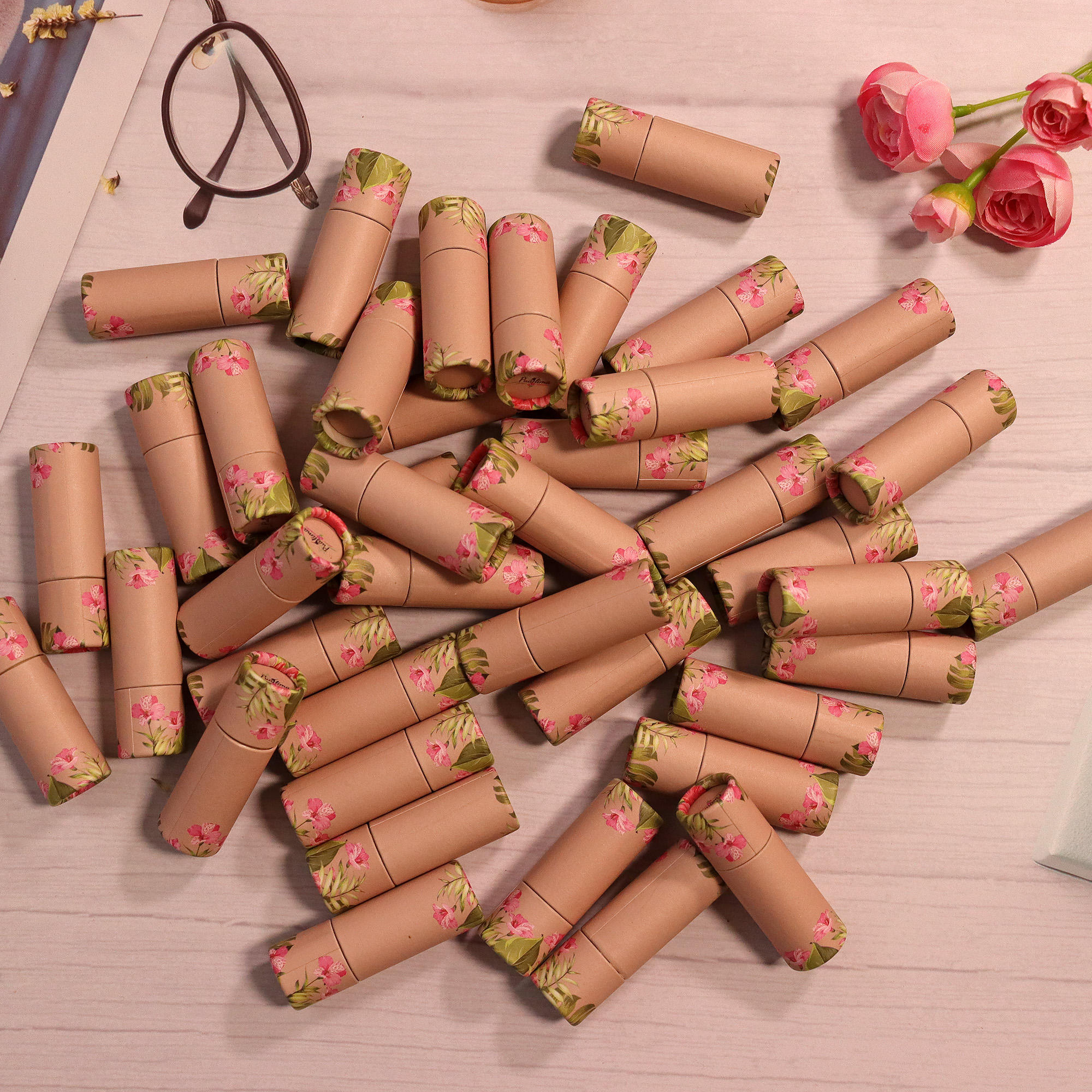 2 унции оптовая продажа биоразлагаемый картонный контейнер для дезодоранта упаковка пуш-ап круглый тюбик из крафт-бумаги