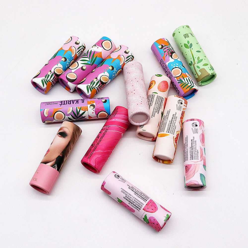 Эко-бумага, индивидуальный тюбик для бальзама для губ, круглая форма, цилиндр пуш-ап, модный лосьон-бар, закручивающиеся бумажные тюбики, упаковка