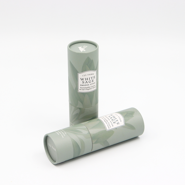 Экологичная изготовленная на заказ косметическая упаковка, картонная цилиндрическая коробка, бумажная упаковка для трубок для ароматических растений, шалфейная ручка